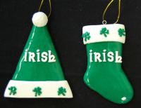 IRISH SANTA HAT & STOCKING ORN 2 PC